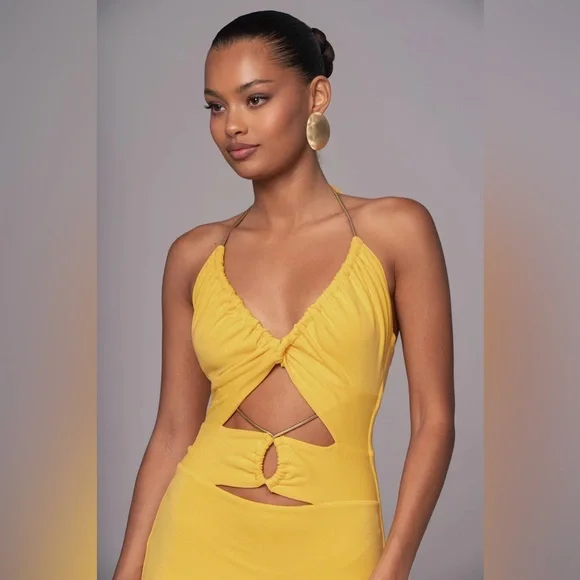 JLUXLABEL yellow  Cut Out Maxi Dress – Size Small– NWT - Picture 2 of 6
